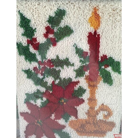 Vintage 1988 National Yarn Crafts Latch Hook Kit Christmas Candle Sealed 18”x24” - Picture 2 of 7